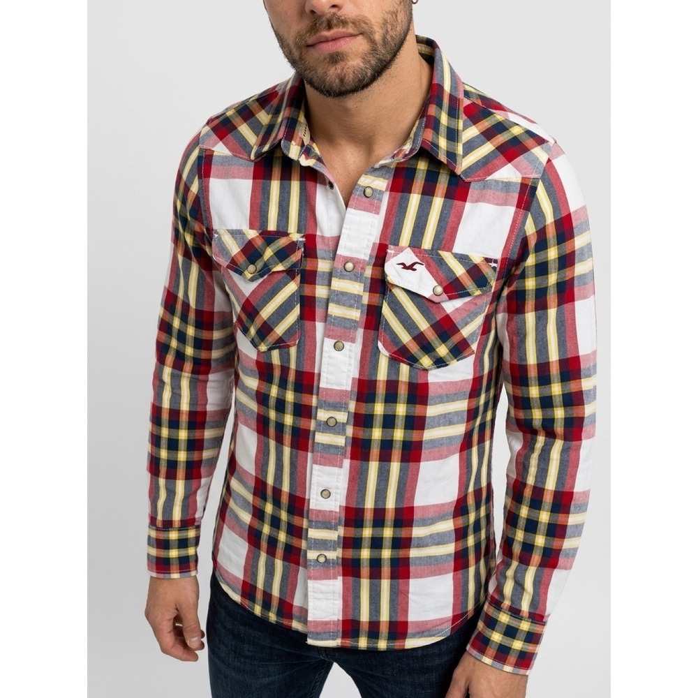 Hollister Shirt Plaid Button Up Mens S Preppy Surfer Shirt Size L(7-b67)